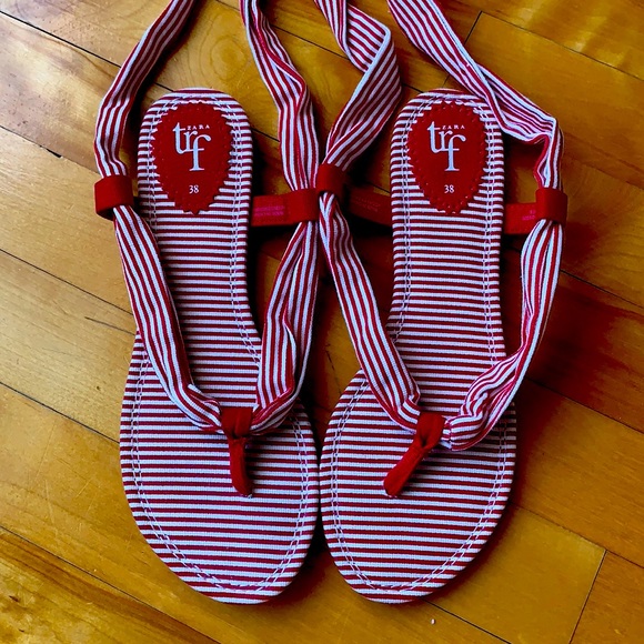 NWOT Zara Striped Sandals - Picture 3 of 5